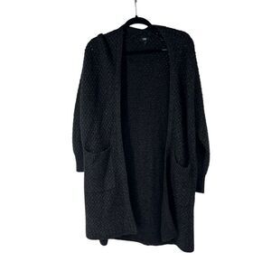 Line Black Textured Open Cardigan w/ Pockets Wool Blend XS Women’s